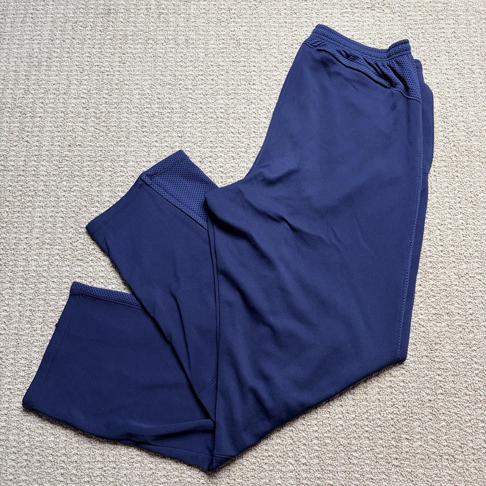 Vintage‎ Nike Fit Dry Track Pants Men's XL Navy Blue Mesh Ankle Zip Swoosh Y2K